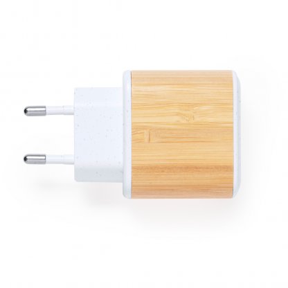 Bloc De Charge Rapide En Paille De Blé 2 Sorties USB Et USB C SUGAX De Côté