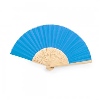 Éventail Avec logo En Bambou Souple Et Polyester KRONIX Bleu Clair