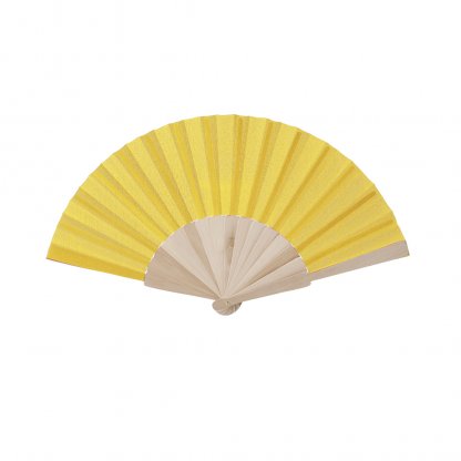 Éventail En Bois Et Polyester 190T FOLKLORE Jaune