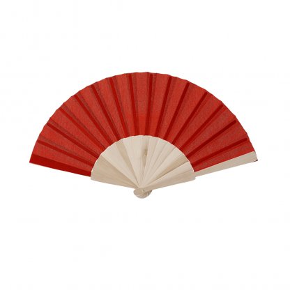 Éventail En Bois Et Polyester 190T FOLKLORE Rouge