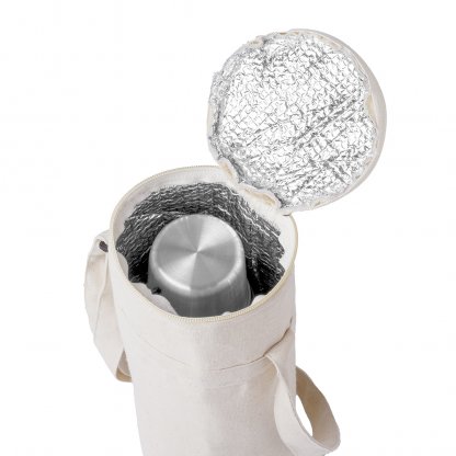 Glacière Isotherme En Coton Recyclé Pour Bouteille Ø11x35cm SIRKIN Détails Intérieur