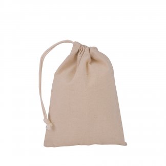 Sac pochon avec cordelette logoté en coton naturel - 150g - 15x20 cm - MONA