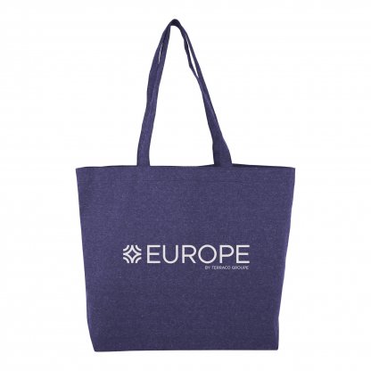 Sac Shopping Avec Fond En Coton Recyclé 220g 45x35x10cm AYA Exemple De Couleur Pantone Bleu Avec Marquage