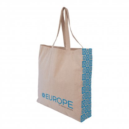 Sac Shopping En Coton Recyclé 150g 37x41x10cm SCHACHE Naturel Avec Marquage