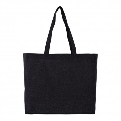 Sac Shopping En Coton Recyclé 220g 40x35x10cm SABAC Noir De Face