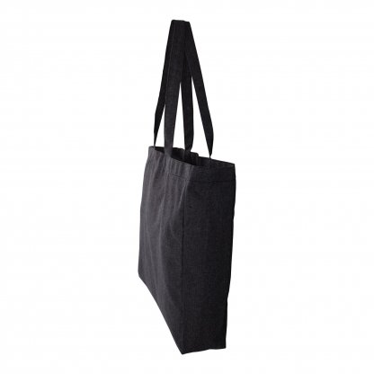 Sac Shopping En Coton Recyclé 150g 40x35x10cm TEKDECO Noir De Côté