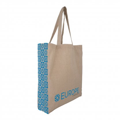 Sac Shopping En Coton Recyclé 220g 37x41x10cm SABABAC Naturel Avec Marquage