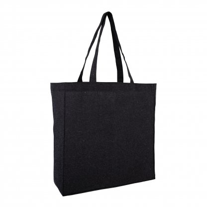 Sac Shopping En Coton Recyclé 220g 37x41x10cm SABABAC Noir De Côté