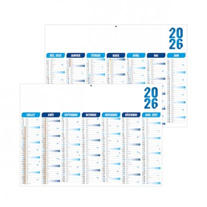 Calendrier Florentin Bleu Micro 7 Mois Par Face Recto:verso BANCAIRE