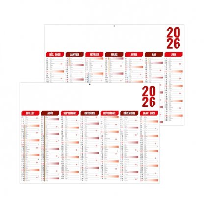 Calendrier Florentin Rouge Micro 7 Mois Par Face Recto:verso BANCAIRE
