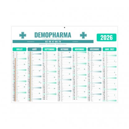 Calendrier Gaméco Pharma BANCAIRE ÉCO 7 Mois Par Face Recto
