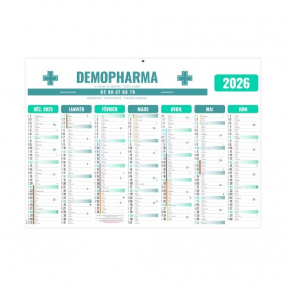 Calendrier Gaméco Pharma BANCAIRE ÉCO 7 Mois Par Face Verso
