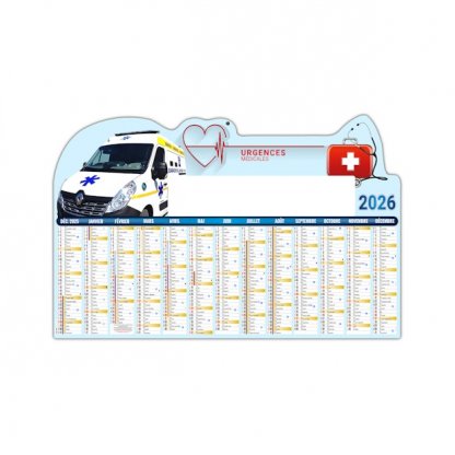 Calendrier Urgence Maxi Rembordé Découpé 14 Mois Recto BANCAIRE