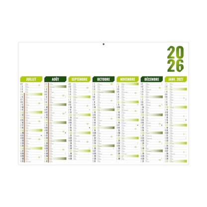 Calendrier Vert Florentin 7 Mois Par Face Verso BANCAIRE