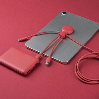 Pack De Charge Pour Voyage En Plastique Recyclé MR BIO PACK EPSILON Câble Et Batterie Posés Rouge