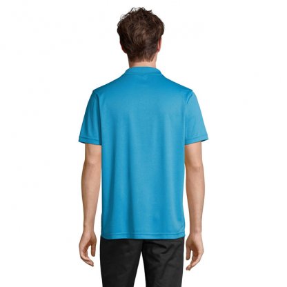 Polo Mixte En Polyester Recyclé PITCHER Polo Turquoise De Dos