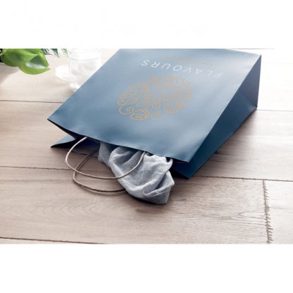 Sac Cadeau En Papier Recyclé 18x8x21cm PETIT Sac Bleu Couché Personnalisé