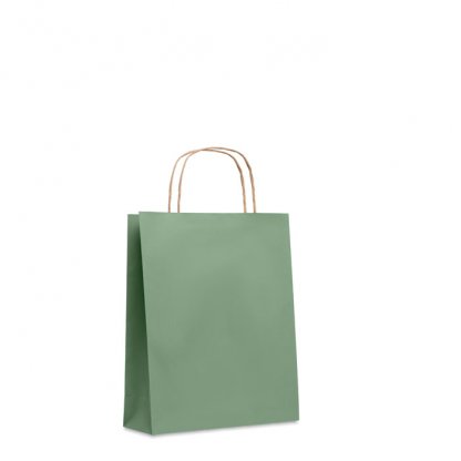 Sac Cadeau En Papier Recyclé 18x8x21cm PETIT Sac Vert De Face