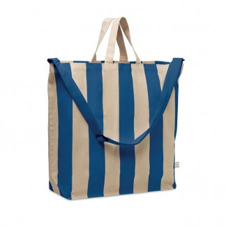 Sac de plage rayé avec logo en coton recyclé - 46x16x60cm - LAGUNA