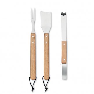 Set à barbecue personnalisé en bois et inox - 3 pièces - SMOKEY