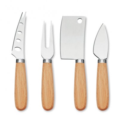 Set à Fromage En Inox Et En Bois CAMEMBERT Photo Principale Les Ustensiles Avec 3 Couteaux Et 1 Fourchette