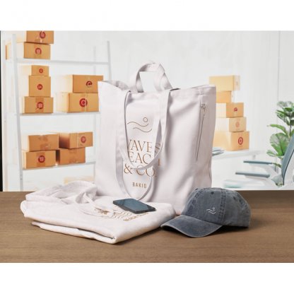 Tote Bag En Coton Et Polyester Recyclés 380g GAVE COLOUR Sac Blanc Personnalisé