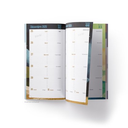 Mini Agenda De Bureau Souple 9,5x16,5cm ÉCO POCHE COULEUR Intérieur