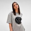 T Shirt Oversize Mixte Avec Logo En Coton Bio 240g PALOMA Gris Avec Marquage