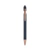 Stylo Bille Publicitaire En Aluminium Recyclé Avec Stylet Neil Rose Bleu Marine, Vue 4